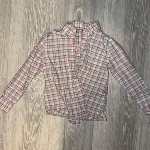 Janie and Jack Plaid Kids Shirt in Pink and Green - size 3